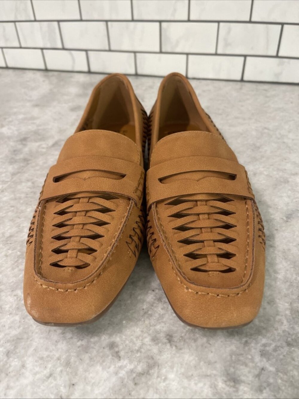 Frye & Co Florys Loafers Womens Size 10 Shoes Brown Cognac Leather Braided - Picture 2 of 9